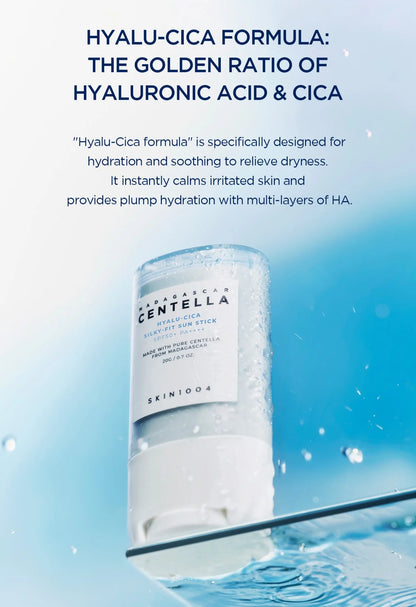 SKIN1004 MADAGASCAR CENTELLA HYALU-CICA Barra solar de ajuste sedoso SPF50+ PA++++ 20 g / 0,7 oz.