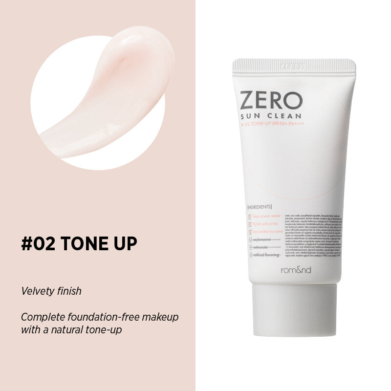 rom&nd Zero Sun Clean 02. Tone Up SPF50+ PA++++ 50ml / 1.69 fl. oz.