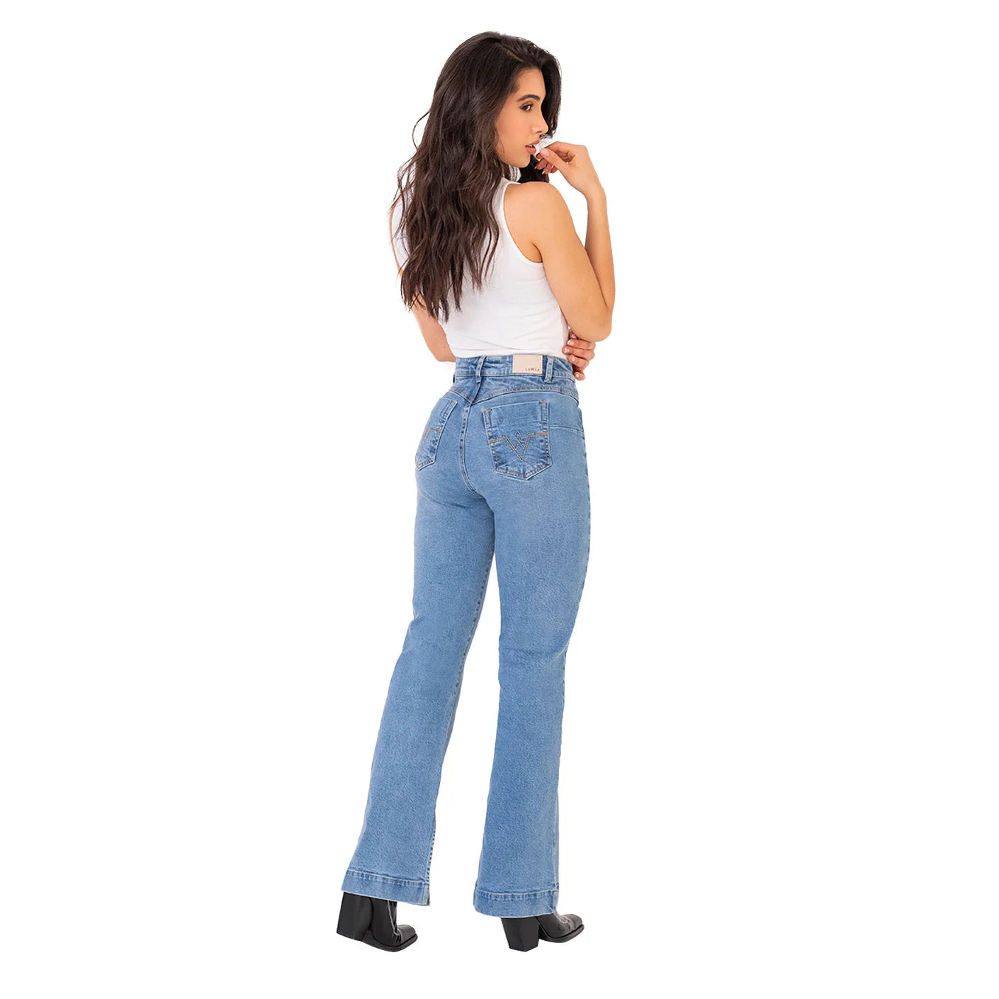 JEANS COLOMBIANOS BUM LIFT MOM FLARE 212358 CON ABERTURAS EN EL TOBILLO