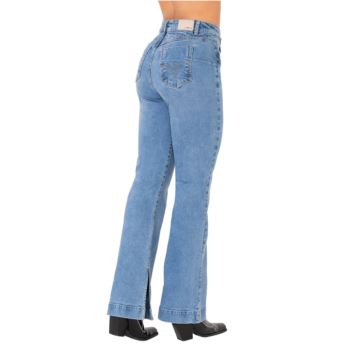 JEANS COLOMBIANOS BUM LIFT MOM FLARE 212358 CON ABERTURAS EN EL TOBILLO