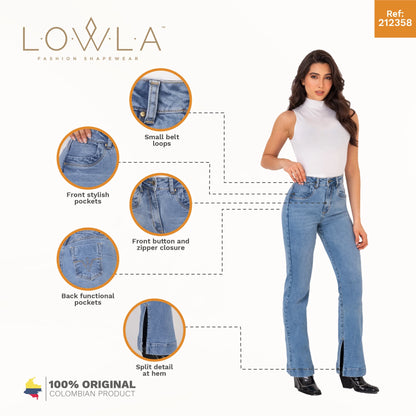 JEANS COLOMBIANOS BUM LIFT MOM FLARE 212358 CON ABERTURAS EN EL TOBILLO