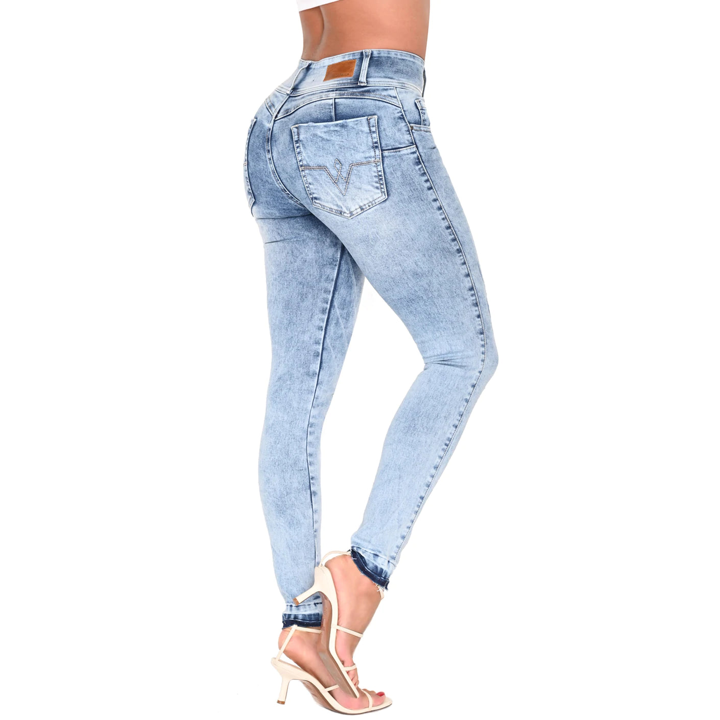 Jeans colombianos ajustados de mezclilla de talle alto para Mujer | Pantalones Levanta Cola