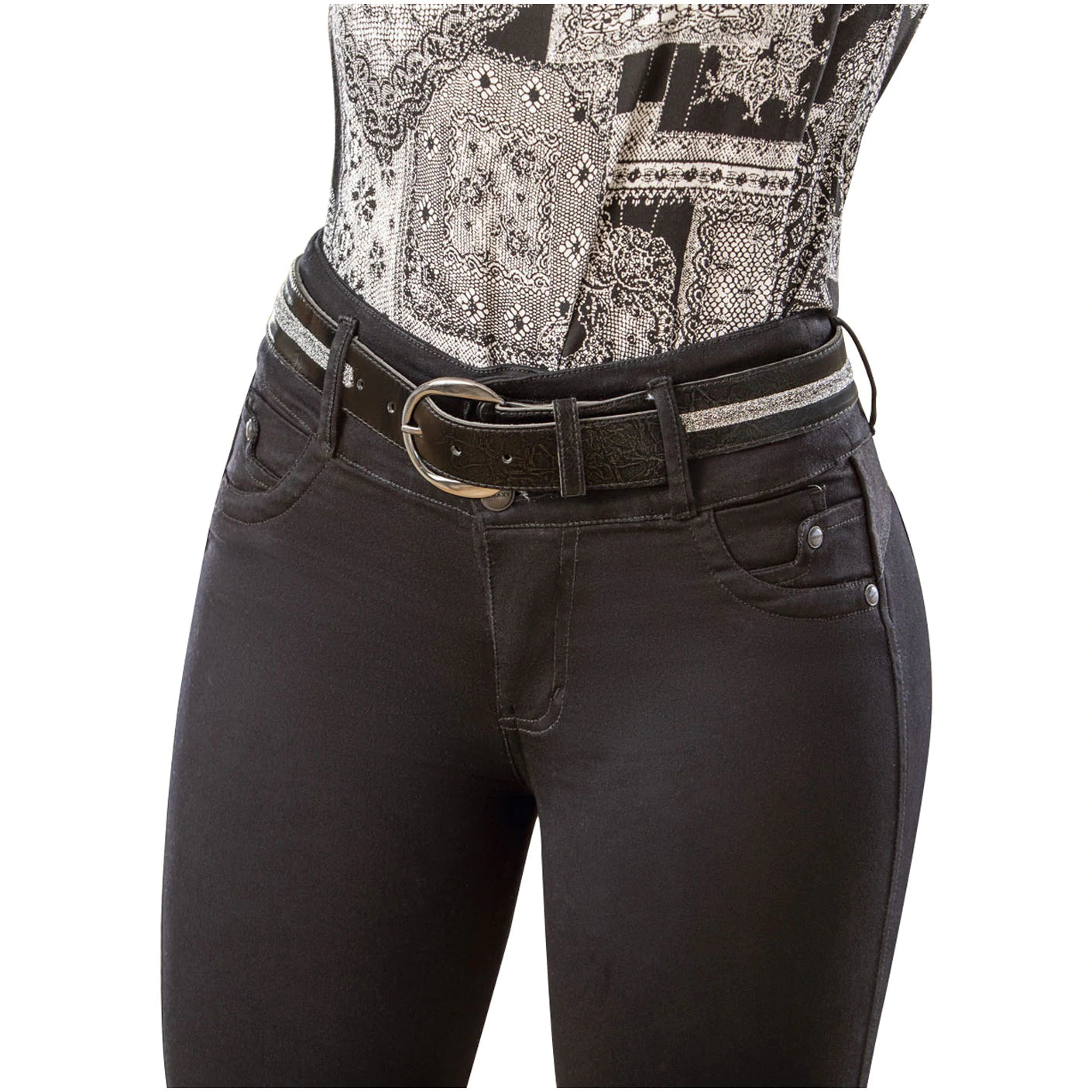 Jeans ajustados de tiro medio con levantamiento de glúteos para mujer